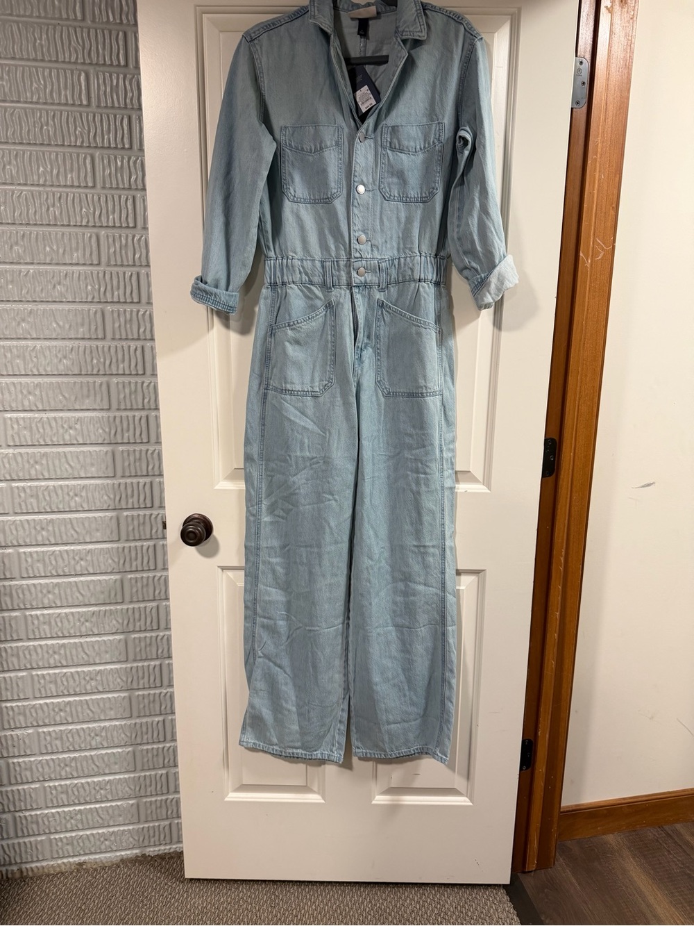 Universal Thread Denim Utility Jumpsuit Size 4 Light Wash Wide Leg NWT